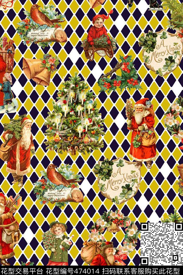 田园风圣诞节圣诞老人数码印花华亿平台下载（图片编号: 474014） - 瓦栏（Walan）