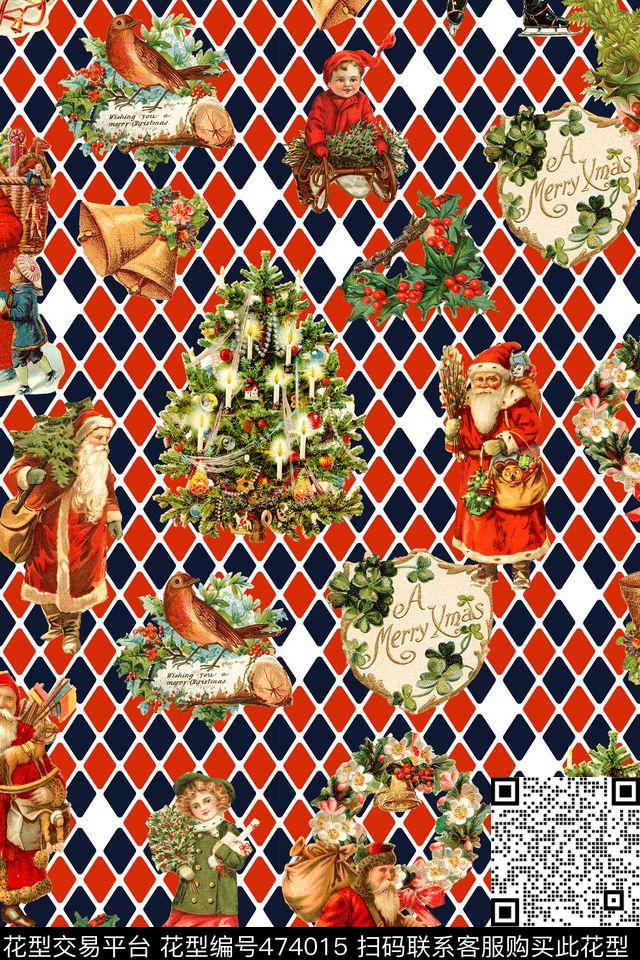 田园风圣诞节圣诞老人数码印花华亿平台下载（图片编号: 474015） - 瓦栏（Walan）