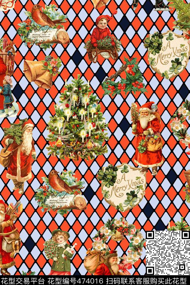 田园风圣诞节圣诞老人数码印花华亿平台下载（图片编号: 474016） - 瓦栏（Walan）