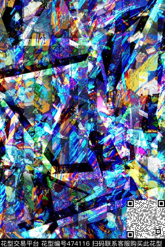 抽象肌理流行时尚数码印花华亿平台下载（图片编号: 474116） - 瓦栏（Walan）