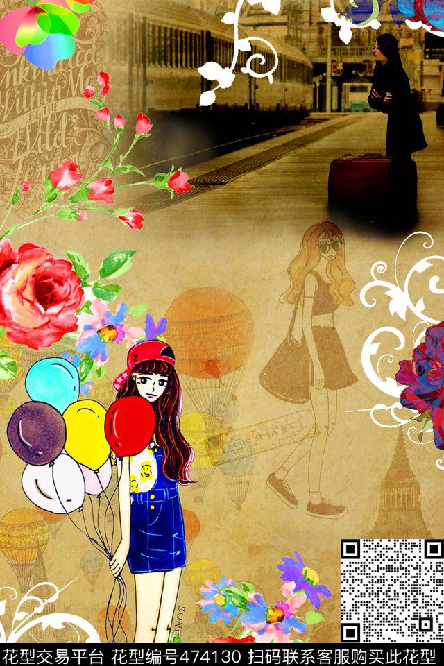 创意图案T恤棉布数码印花华亿平台下载（图片编号: 474130） - 瓦栏（Walan）