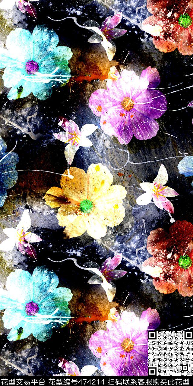 菊花五彩冰纷有回头数码印花华亿平台下载（图片编号: 474214） - 瓦栏（Walan）
