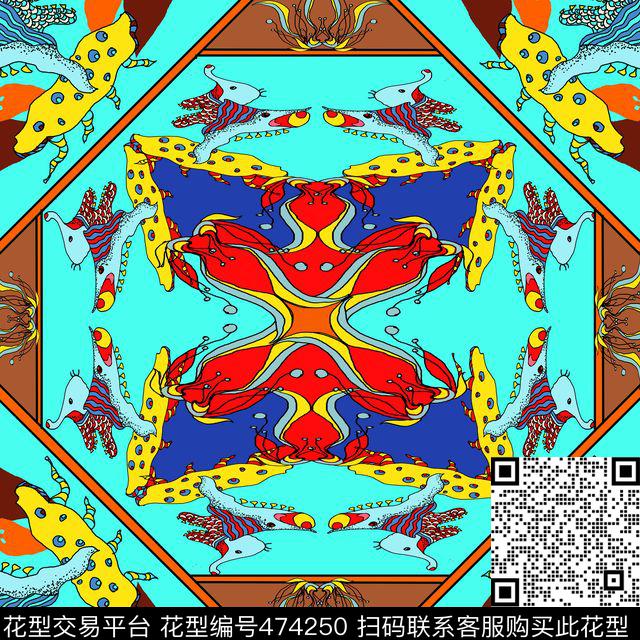 时尚流行大牌花卉鱼数码印花华亿平台下载（图片编号: 474250） - 瓦栏（Walan）