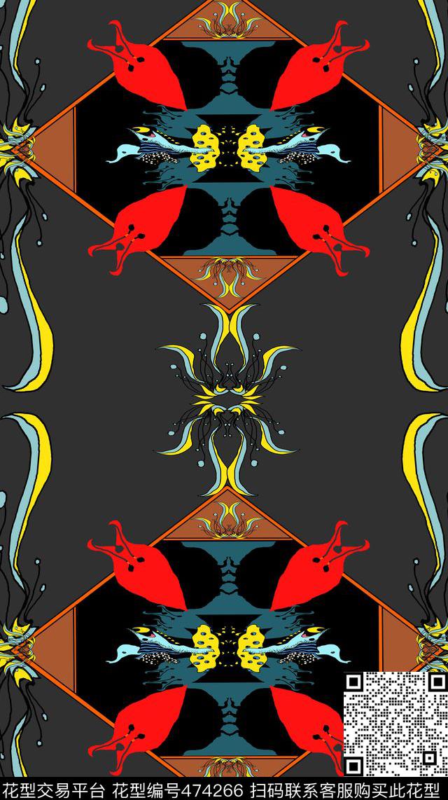 时尚流行大牌动物鱼原创花卉数码印花华亿平台下载（图片编号: 474266） - 瓦栏（Walan）