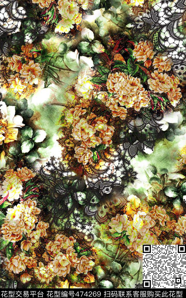 抽象乱花朦胧数码印花华亿平台下载（图片编号: 474269） - 瓦栏（Walan）