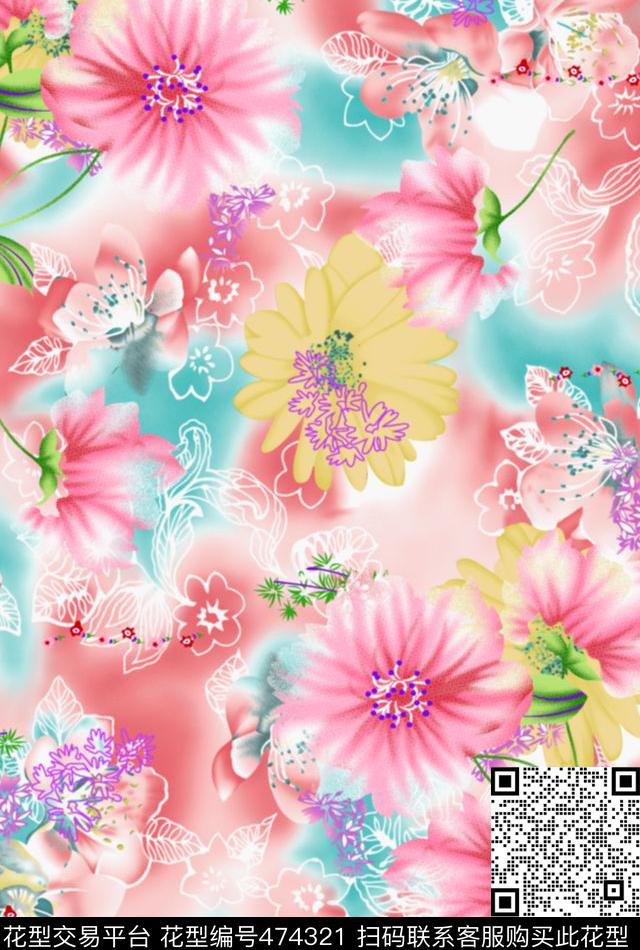 缤纷梦幻柔雅传统印花华亿平台下载（图片编号: 474321） - 瓦栏（Walan）