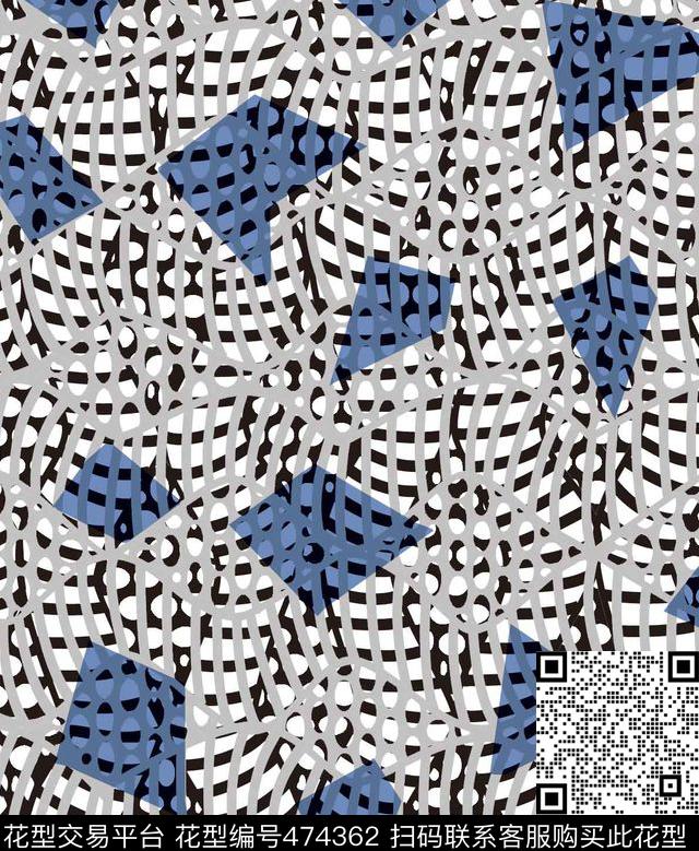 潮流大牌几何线条女装传统印花华亿平台下载（图片编号: 474362） - 瓦栏（Walan）