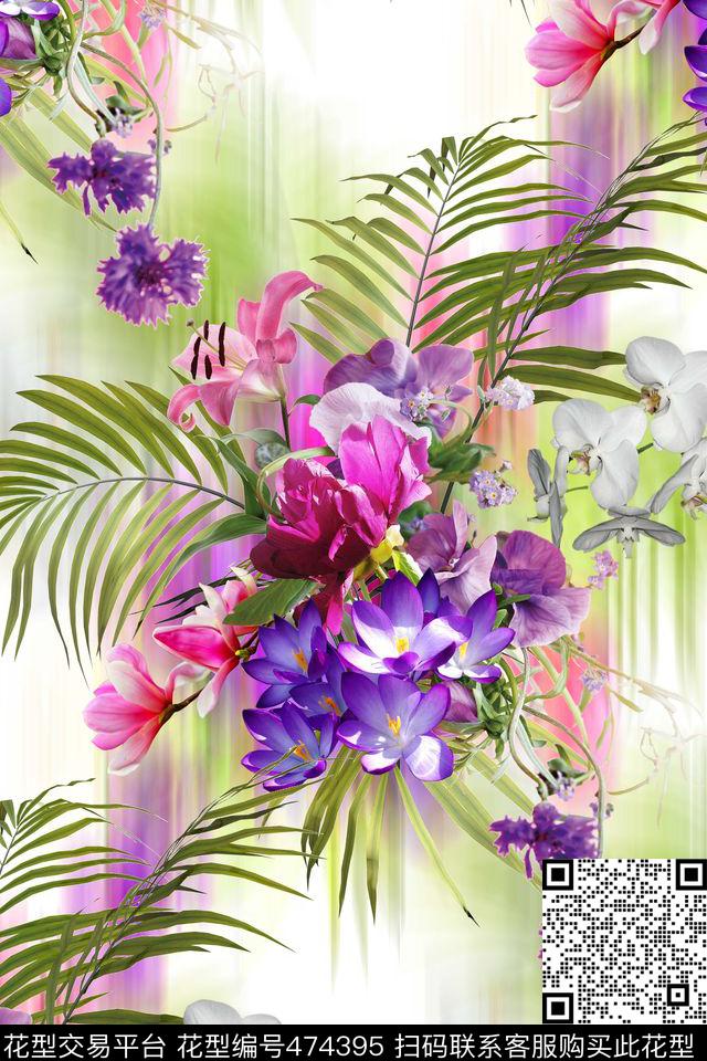 花卉热带植物热带华亿平台数码印花华亿平台下载（图片编号: 474395） - 瓦栏（Walan）