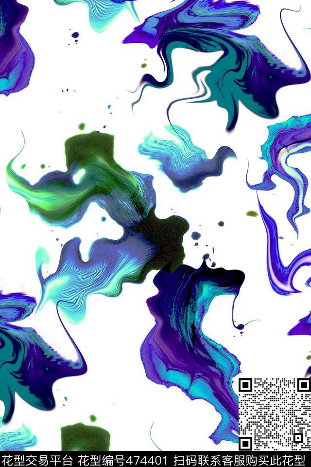 抽象泼墨效果水珠数码印花华亿平台下载（图片编号: 474401） - 瓦栏（Walan）