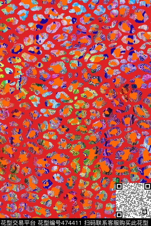 豹纹炫彩光影数码印花华亿平台下载（图片编号: 474411） - 瓦栏（Walan）