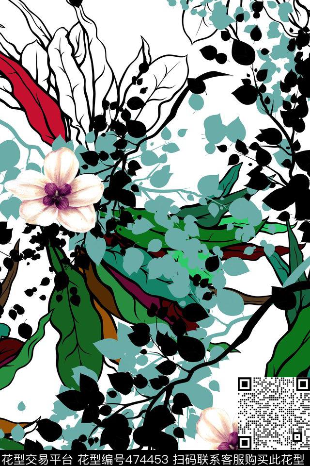 大牌灌木丛花卉传统印花华亿平台下载（图片编号: 474453） - 瓦栏（Walan）