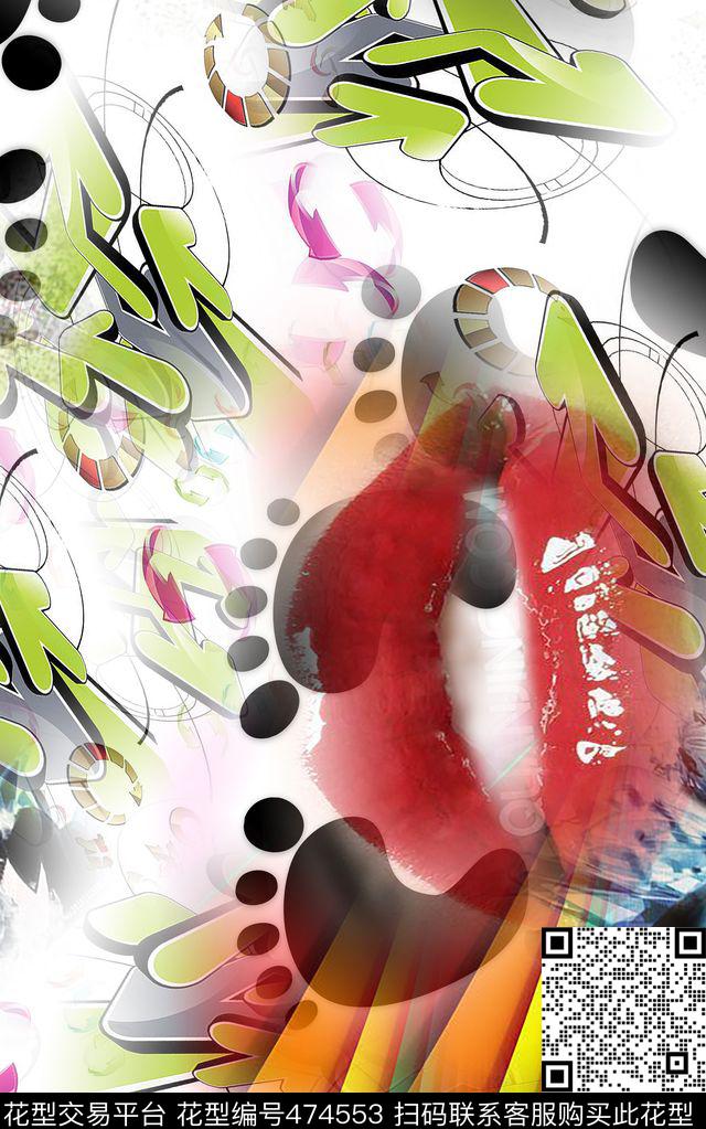 时尚男女大嘴数码印花华亿平台下载（图片编号: 474553） - 瓦栏（Walan）