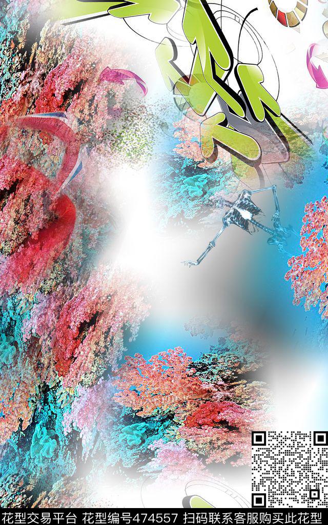 混搭时尚休闲数码印花华亿平台下载（图片编号: 474557） - 瓦栏（Walan）