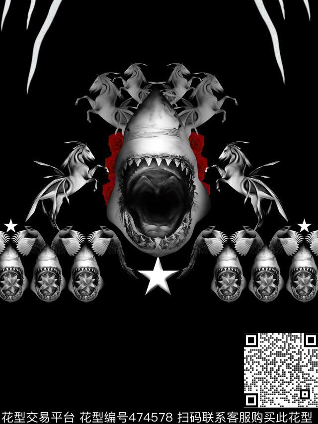 纪梵希GIVENCHY前胸定位鲨鱼花形T恤卫衣数码印花华亿平台下载（图片编号: 474578） - 瓦栏（Walan）