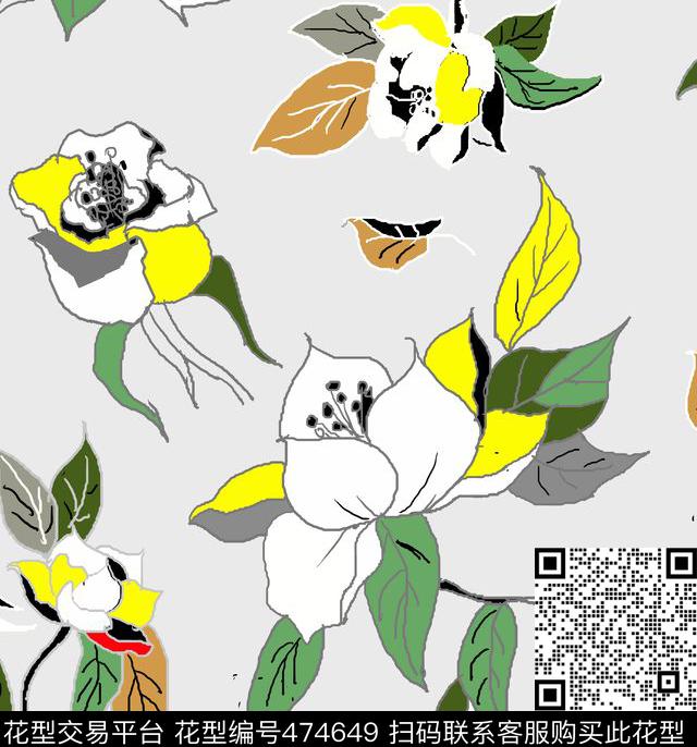 大花时尚流行大牌简约数码印花华亿平台下载（图片编号: 474649） - 瓦栏（Walan）