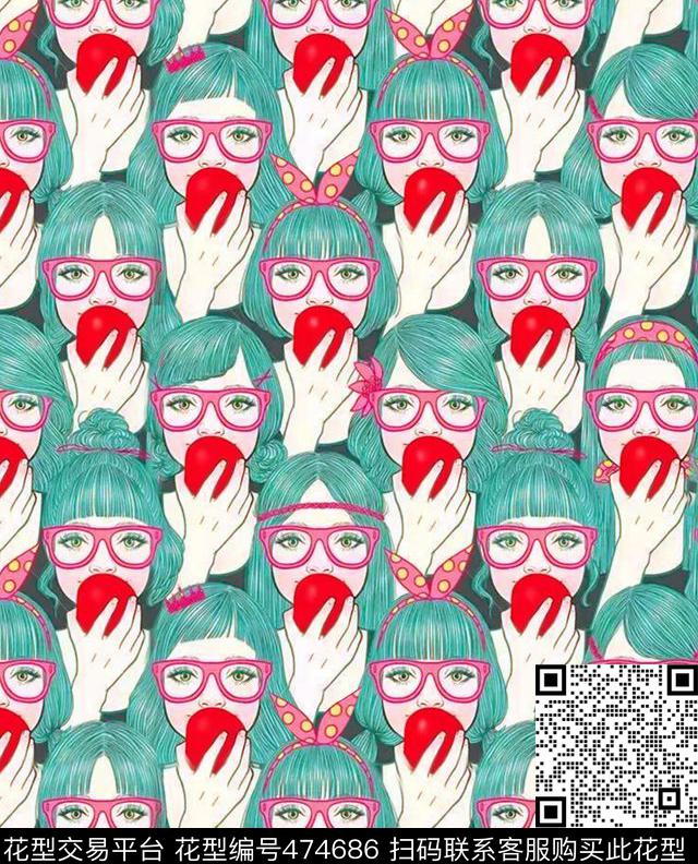 叠列卡通流行时尚数码印花华亿平台下载（图片编号: 474686） - 瓦栏（Walan）