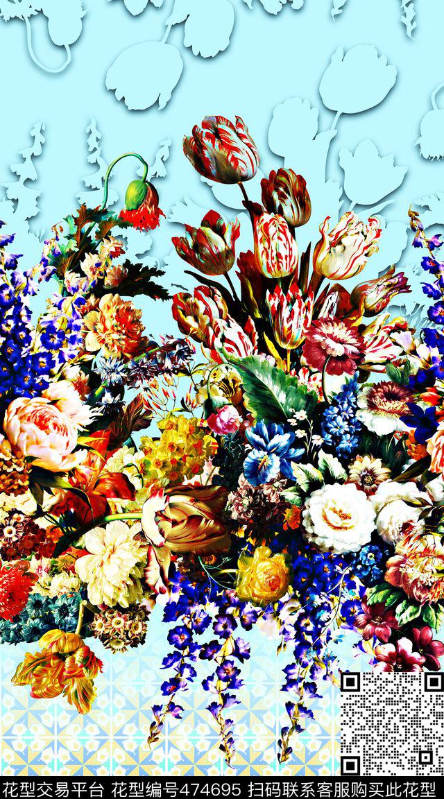 定位油画花卉组合数码印花华亿平台下载（图片编号: 474695） - 瓦栏（Walan）
