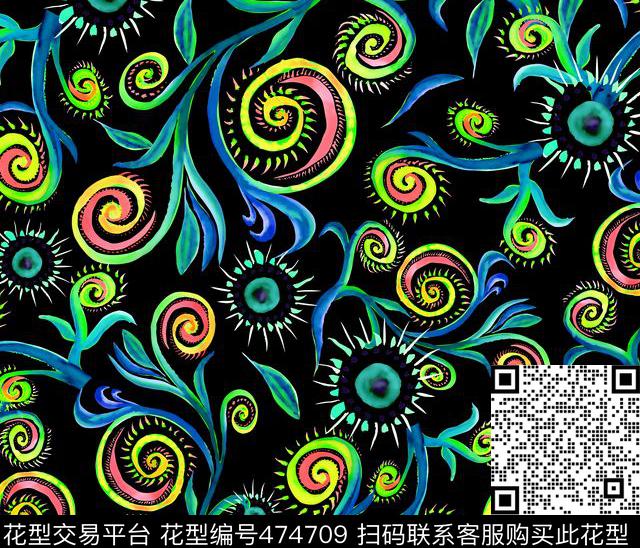 花卉绘画中国风数码印花华亿平台下载（图片编号: 474709） - 瓦栏（Walan）