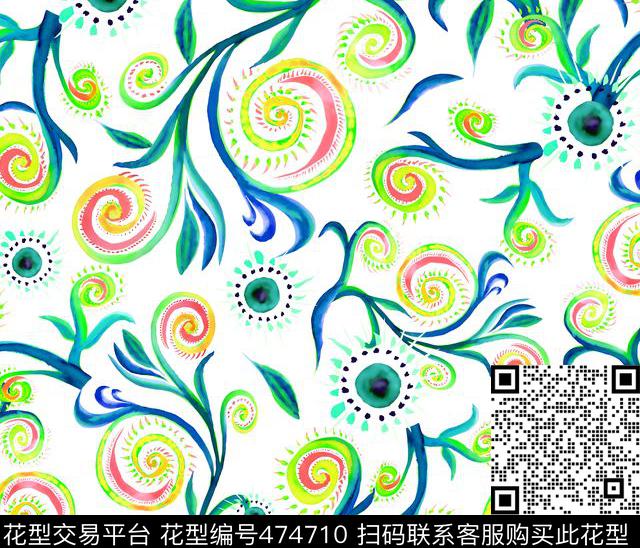 花卉绘画中国风数码印花华亿平台下载（图片编号: 474710） - 瓦栏（Walan）