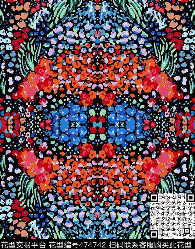 复古时尚花卉秋冬华亿平台数码印花华亿平台下载（图片编号: 474742） - 瓦栏（Walan）