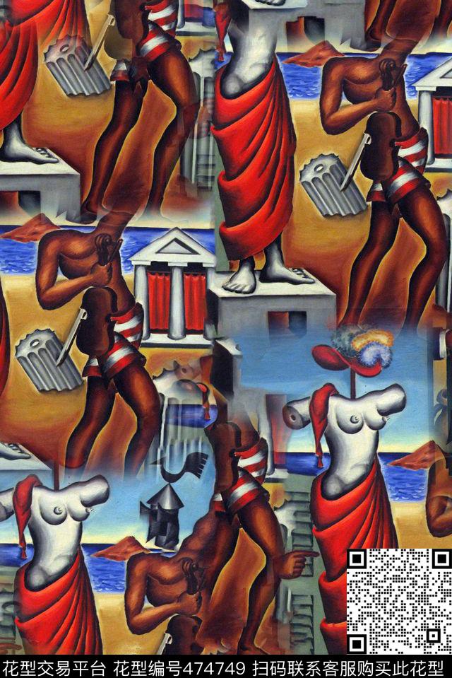 古罗马雕像人体艺术数码印花华亿平台下载（图片编号: 474749） - 瓦栏（Walan）