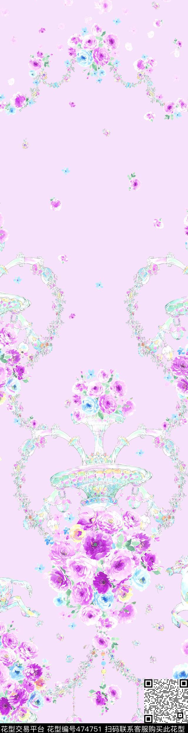 时尚花卉花篮数码印花华亿平台下载（图片编号: 474751） - 瓦栏（Walan）
