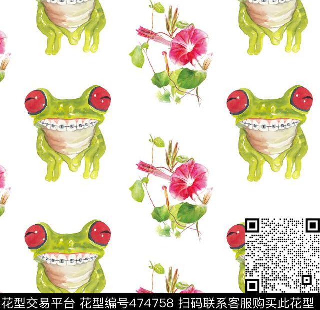 动物花卉青蛙数码印花华亿平台下载（图片编号: 474758） - 瓦栏（Walan）