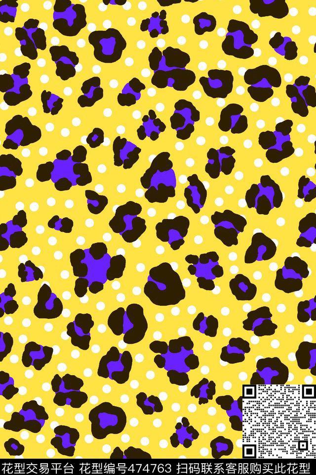 手绘豹纹波点数码印花华亿平台下载（图片编号: 474763） - 瓦栏（Walan）