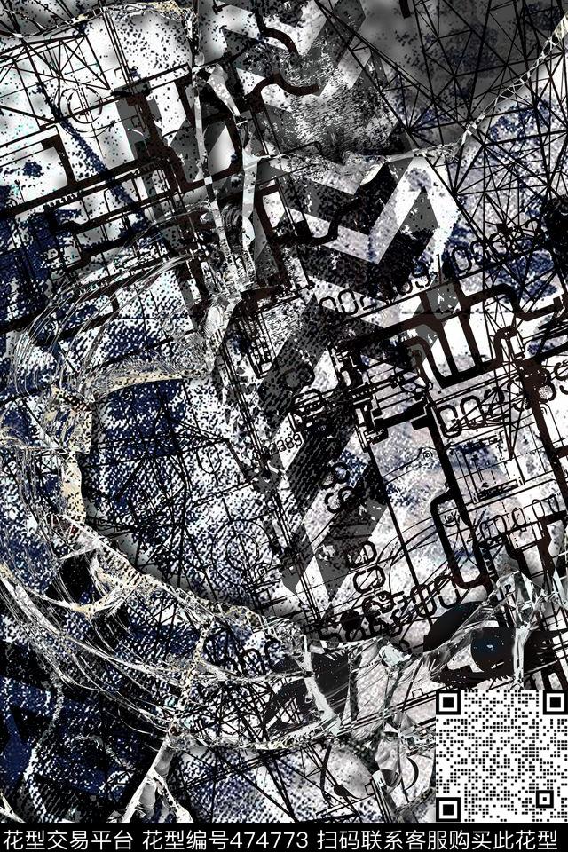 抽象海报涂鸦T恤数码印花华亿平台下载（图片编号: 474773） - 瓦栏（Walan）