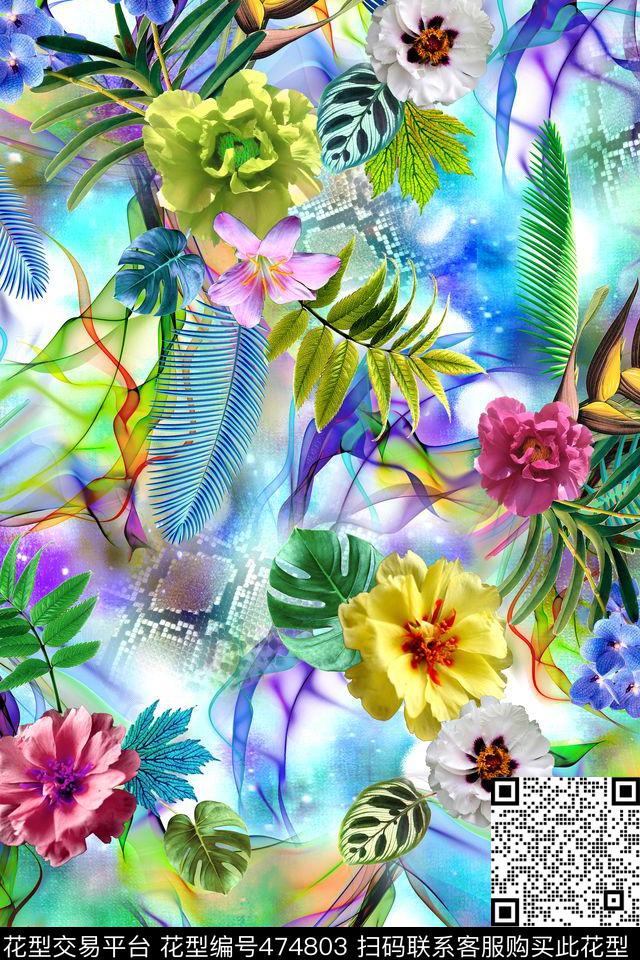 花卉数码华亿平台数码印花华亿平台下载（图片编号: 474803） - 瓦栏（Walan）