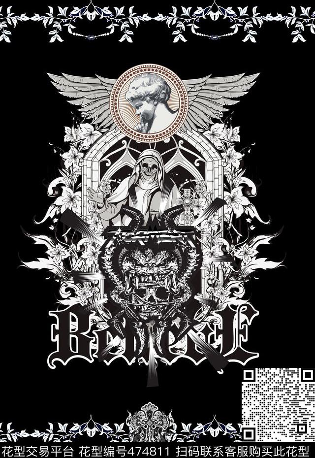 T恤卫衣潮流时尚翅膀数码印花华亿平台下载（图片编号: 474811） - 瓦栏（Walan）