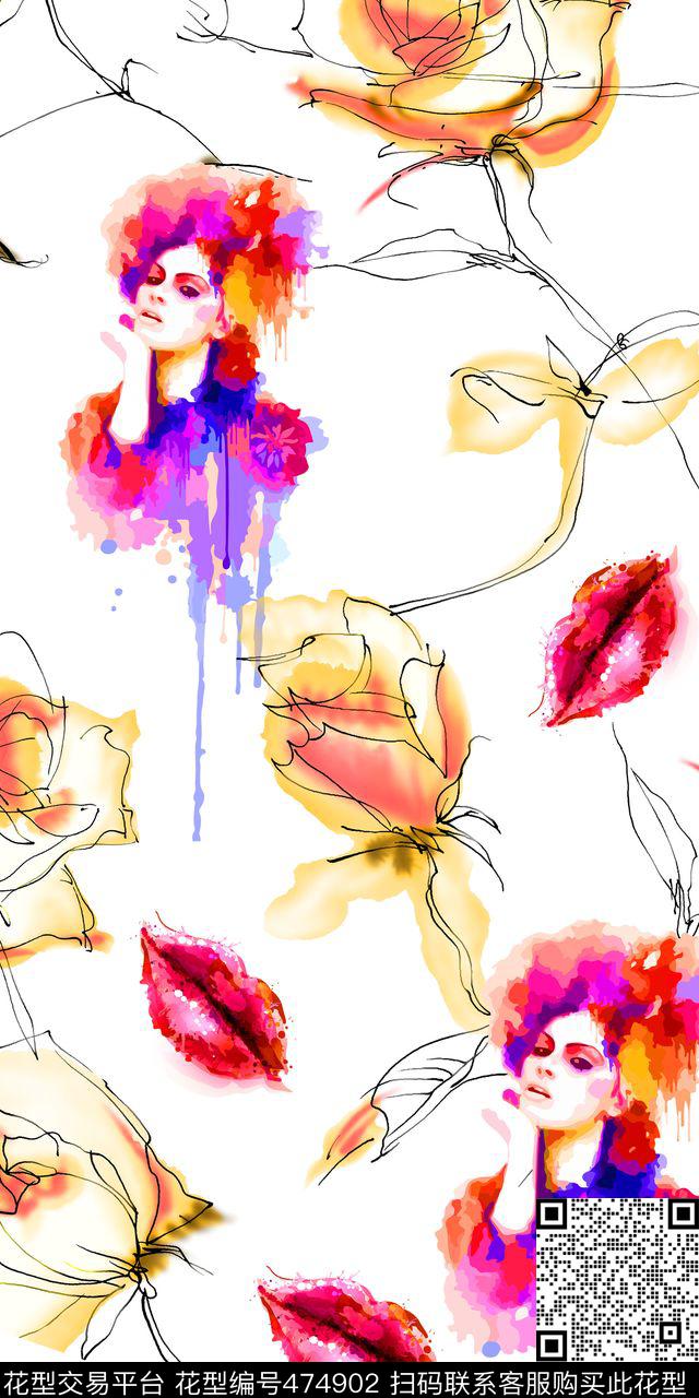 美女时尚时装模特数码印花华亿平台下载（图片编号: 474902） - 瓦栏（Walan）