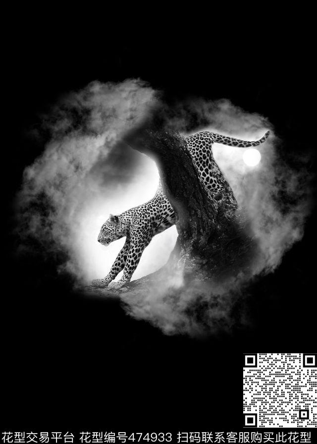 男装猛豹下山动物云彩数码印花华亿平台下载（图片编号: 474933） - 瓦栏（Walan）