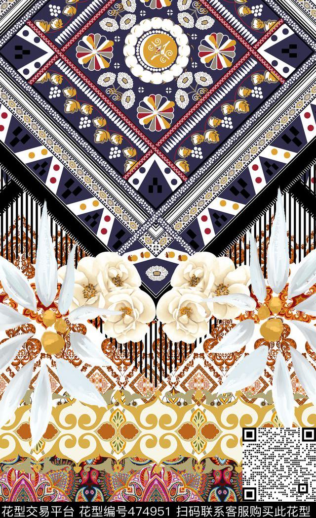 潮流时尚定位花卉数码印花华亿平台下载（图片编号: 474951） - 瓦栏（Walan）