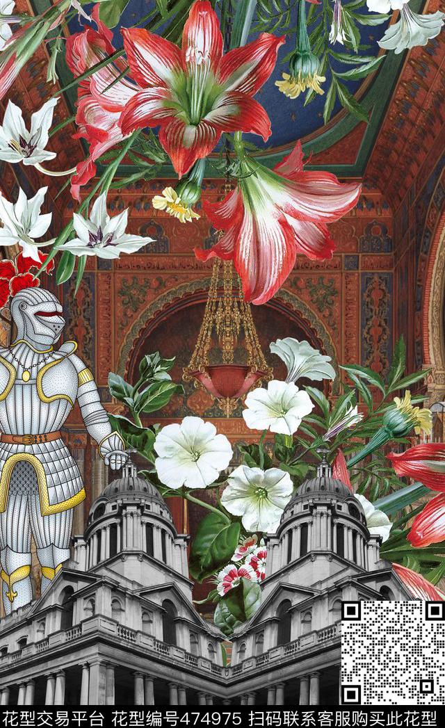 潮流时尚欧式宫廷风定位花卉数码印花华亿平台下载（图片编号: 474975） - 瓦栏（Walan）