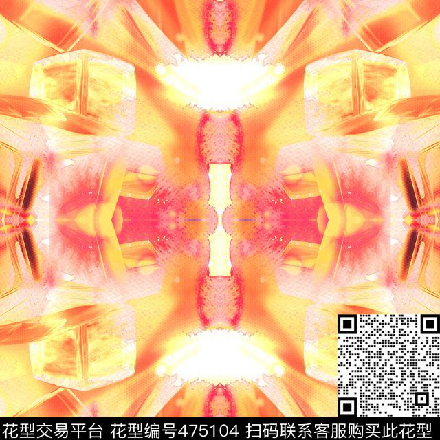 手绘抽象冰块数码印花华亿平台下载（图片编号: 475104） - 瓦栏（Walan）