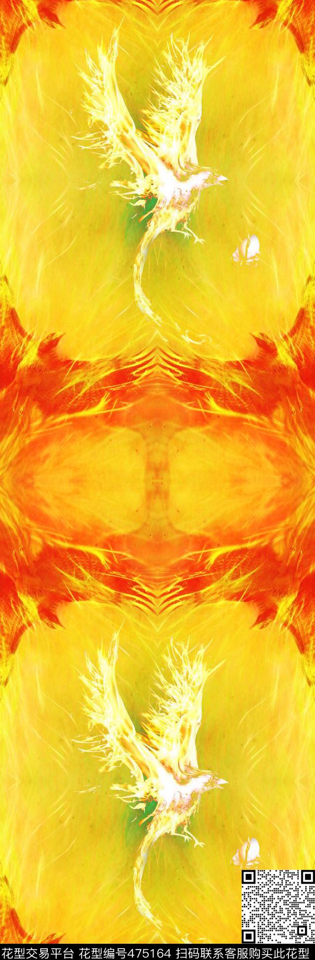 火焰鸟创意图案创意服装面料数码印花华亿平台下载（图片编号: 475164） - 瓦栏（Walan）