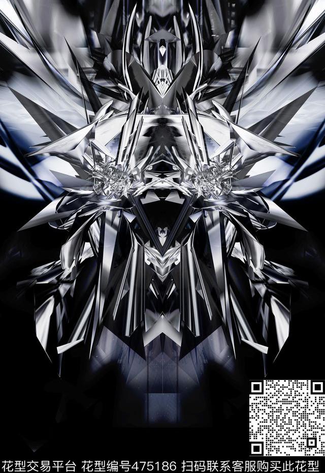 时尚大牌抽象数码印花华亿平台下载（图片编号: 475186） - 瓦栏（Walan）