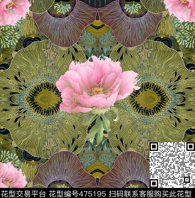 复古时尚花卉秋冬华亿平台数码印花华亿平台下载（图片编号: 475195） - 瓦栏（Walan）