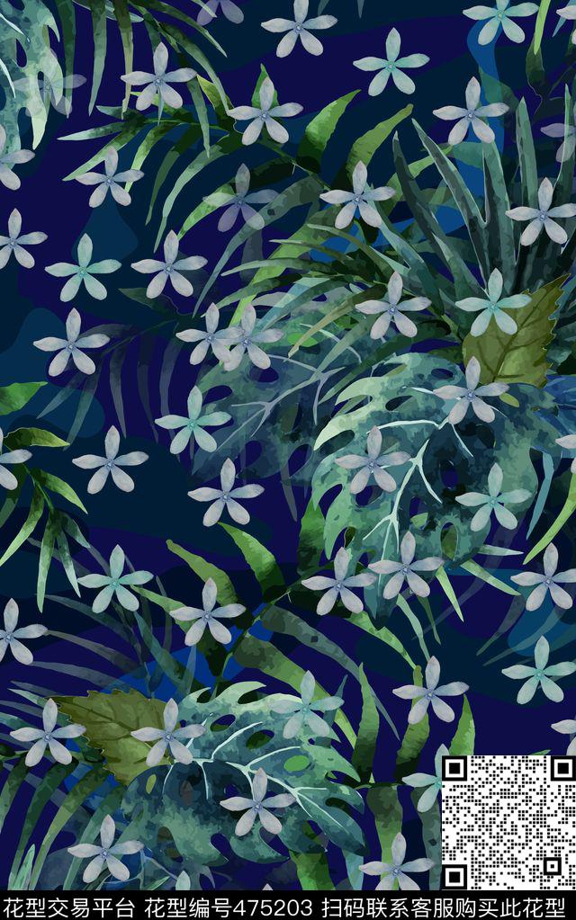 热带风情热带植物热带花卉数码印花华亿平台下载（图片编号: 475203） - 瓦栏（Walan）