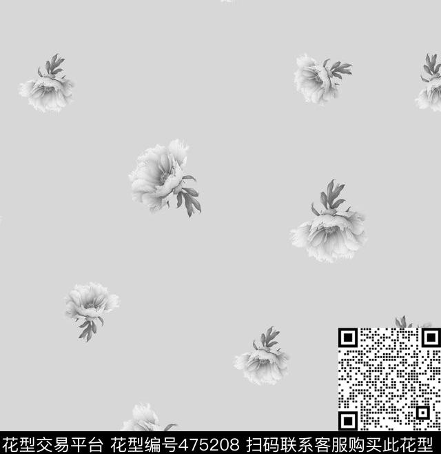 复古高级灰花卉传统印花华亿平台下载（图片编号: 475208） - 瓦栏（Walan）