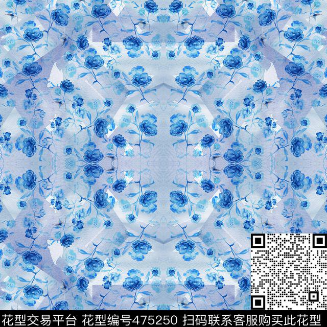 抽象花卉几何数码印花华亿平台下载（图片编号: 475250） - 瓦栏（Walan）