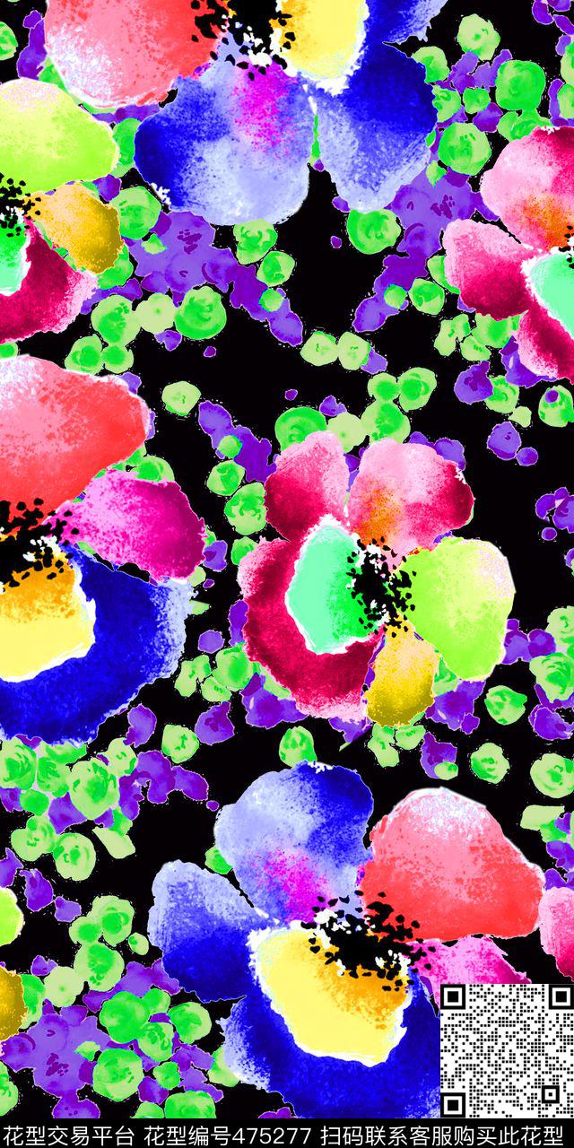 时尚抽象几何花卉点子女装数码印花华亿平台下载（图片编号: 475277） - 瓦栏（Walan）