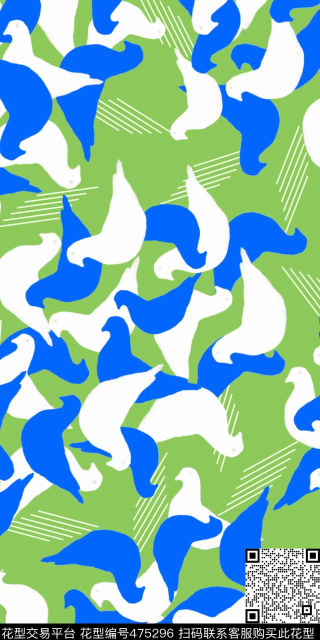 时尚白鸽线条女装传统印花华亿平台下载（图片编号: 475296） - 瓦栏（Walan）