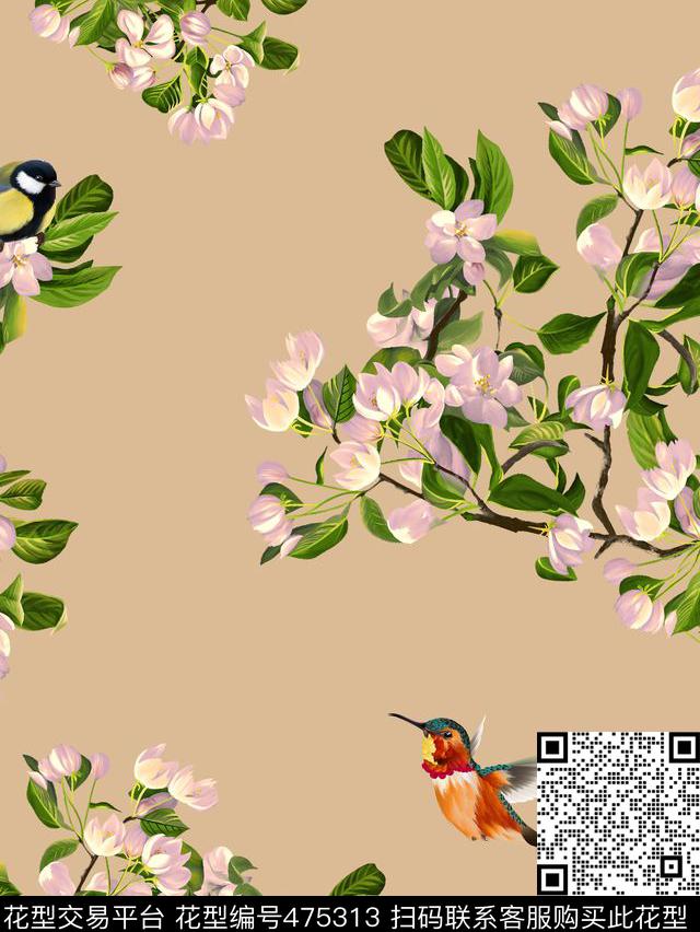 大牌风花鸟精品女装数码印花华亿平台下载（图片编号: 475313） - 瓦栏（Walan）