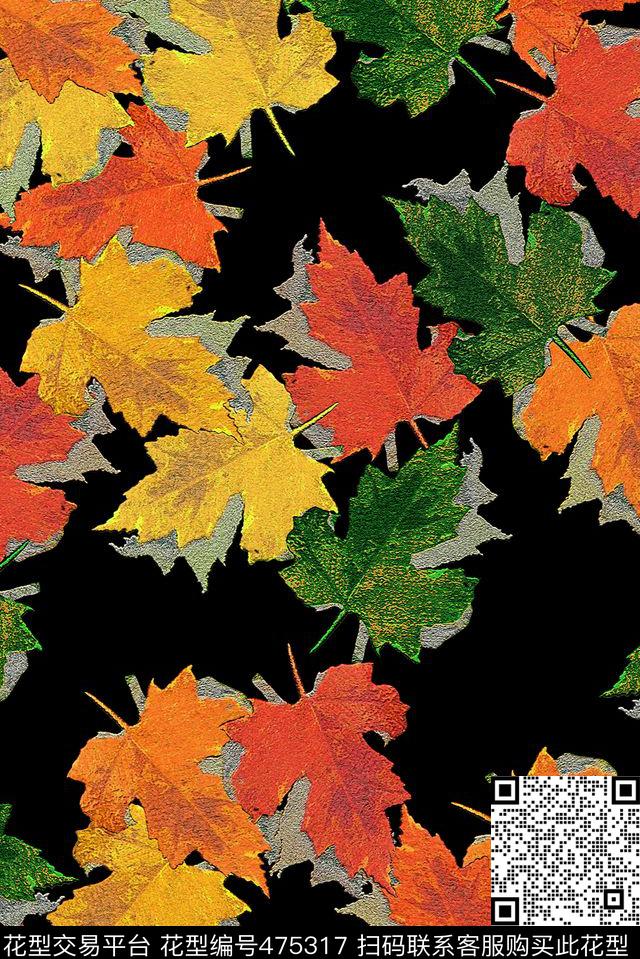 民族风叶子枫叶数码印花华亿平台下载（图片编号: 475317） - 瓦栏（Walan）