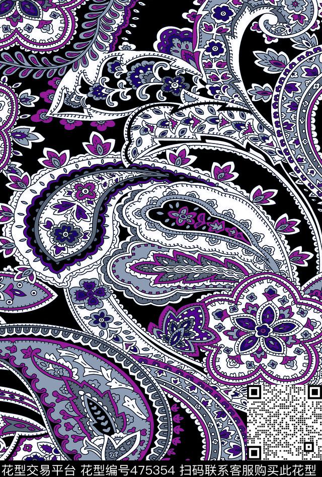 布匹印花传统实色佩斯利腰果传统印花华亿平台下载（图片编号: 475354） - 瓦栏（Walan）