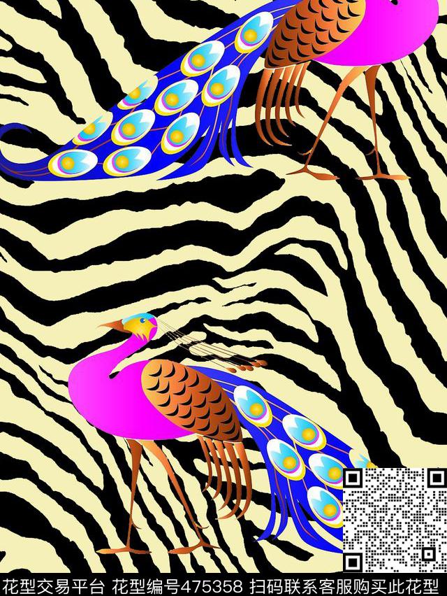 斑马家纺孔雀数码印花华亿平台下载（图片编号: 475358） - 瓦栏（Walan）