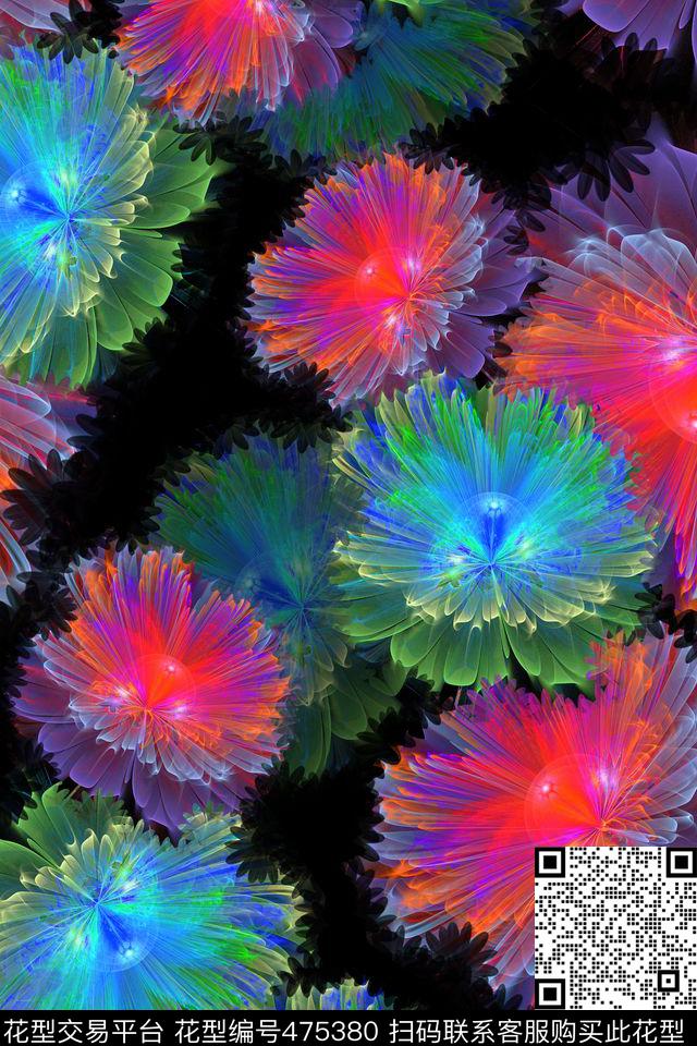 花卉分型艺术3D立体数码印花华亿平台下载（图片编号: 475380） - 瓦栏（Walan）