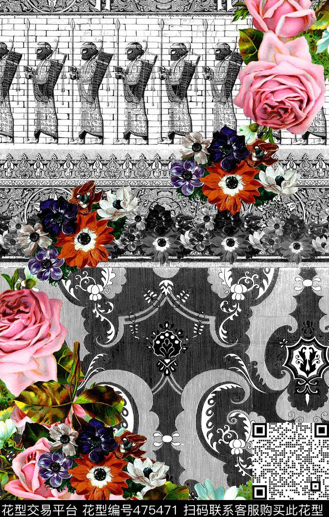 瓷瓶雕刻复古数码印花华亿平台下载（图片编号: 475471） - 瓦栏（Walan）